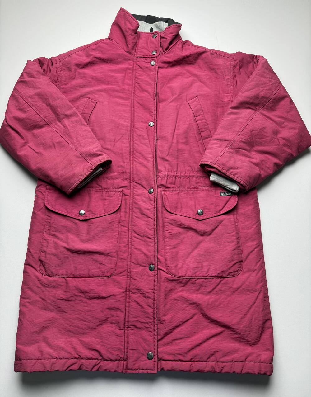 Vintage Woolrich Coat Womens Medium Pink Nylon Parka Full Zip Insulated Outdoor